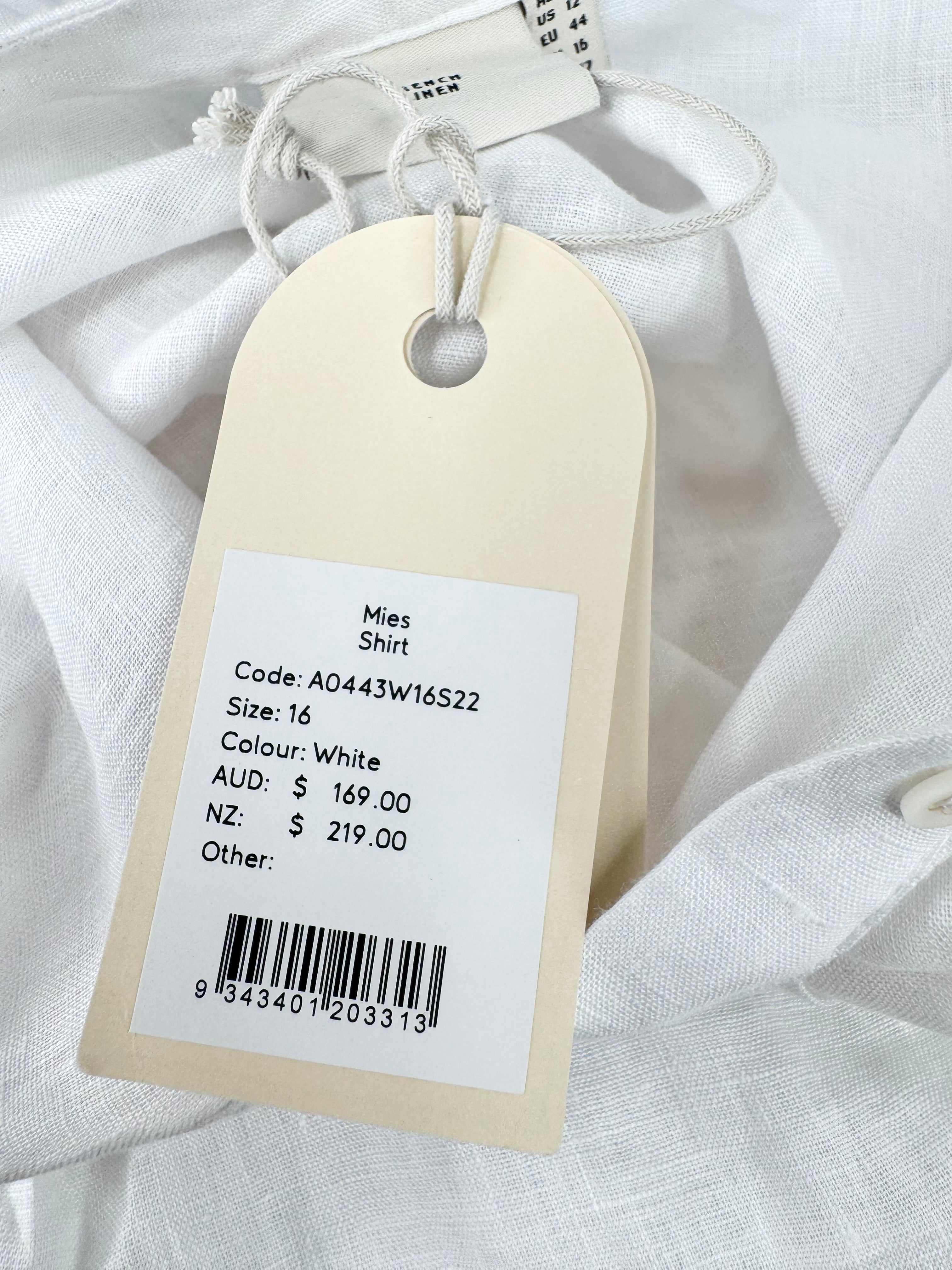 Elk White French Linen 'Mies' Shirt NWT - AU16