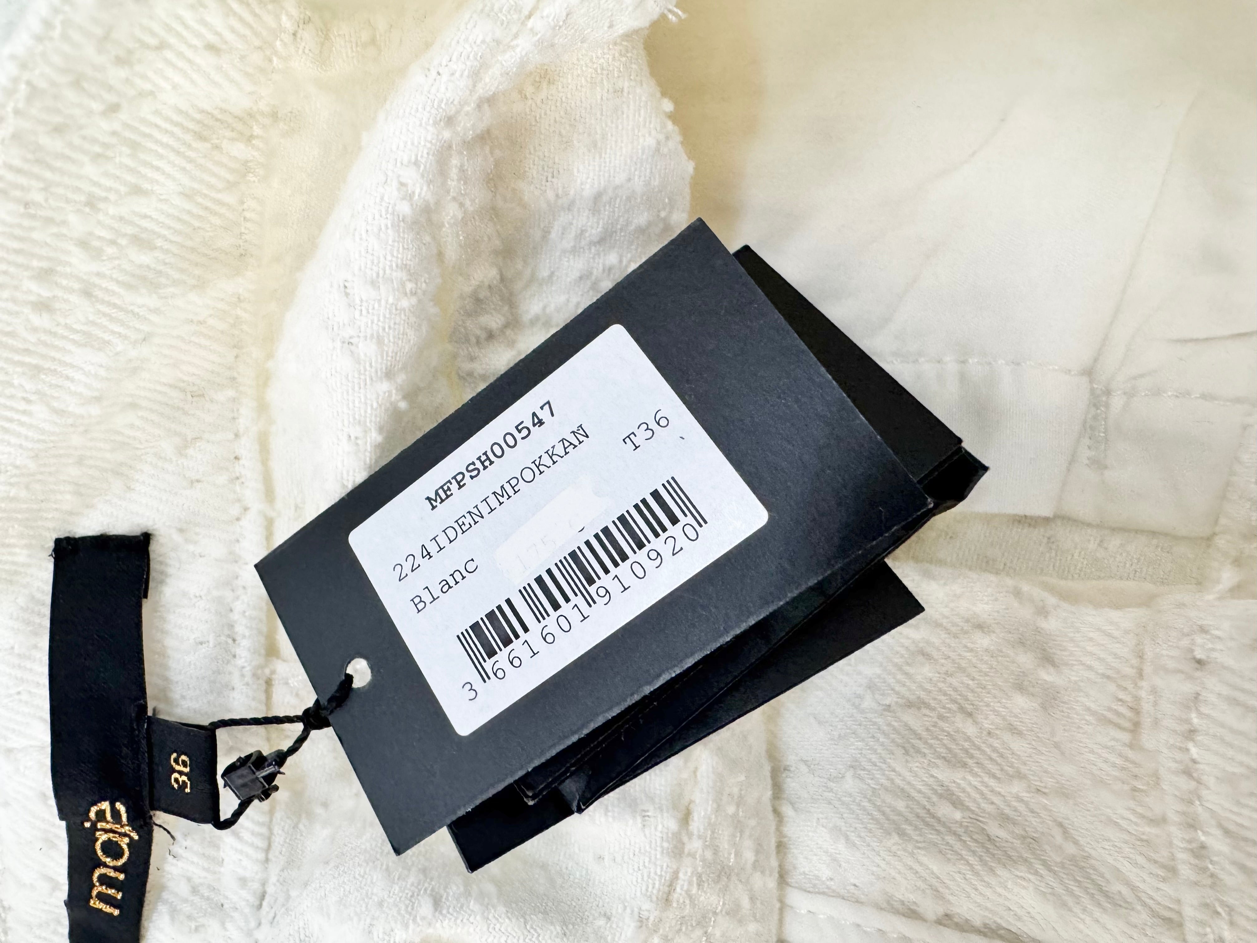 Maje Embellished Fil Coupé White Denim Shorts NWT - AU6/8