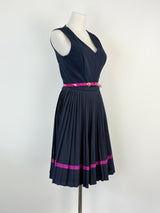 Ted Baker Navy Blue Pleated-Skirt Midi Dress - AU8