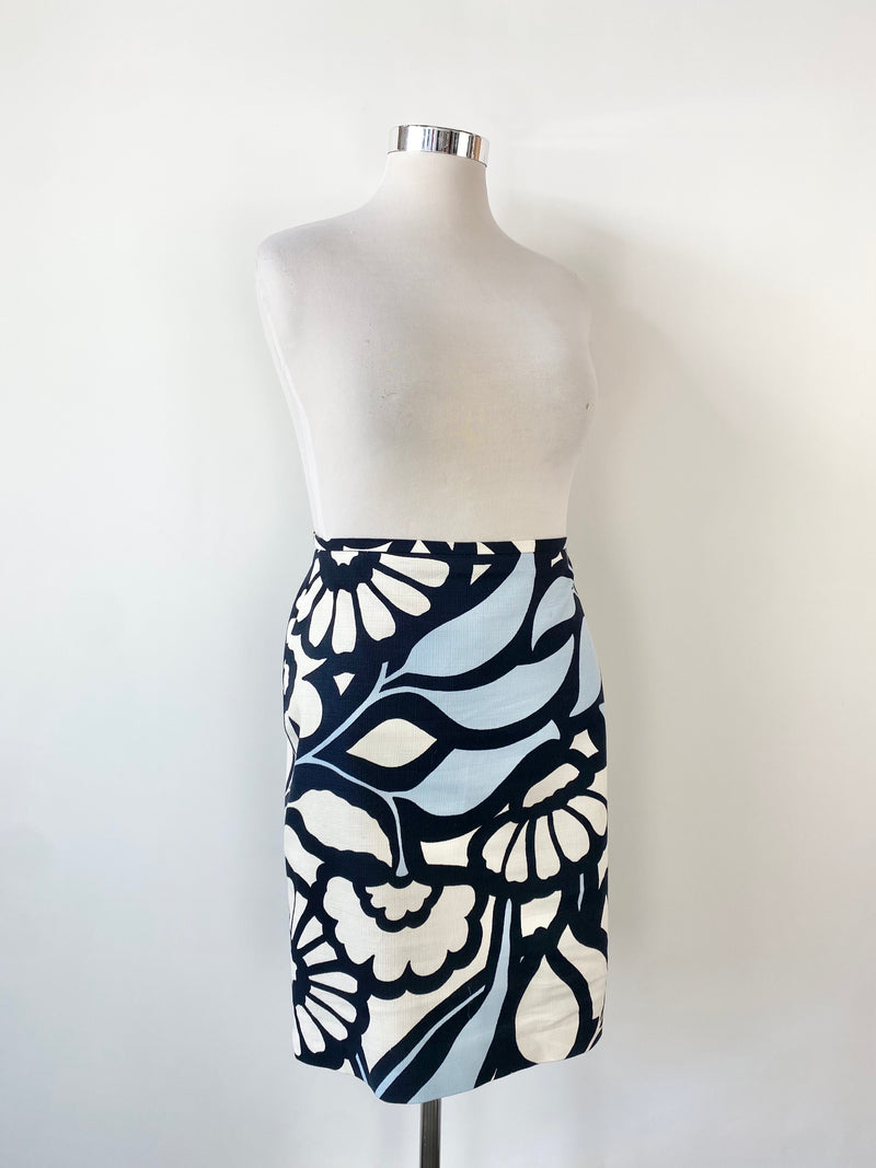 Hobbs Retro Floral Patterned A-Line Skirt - AU12