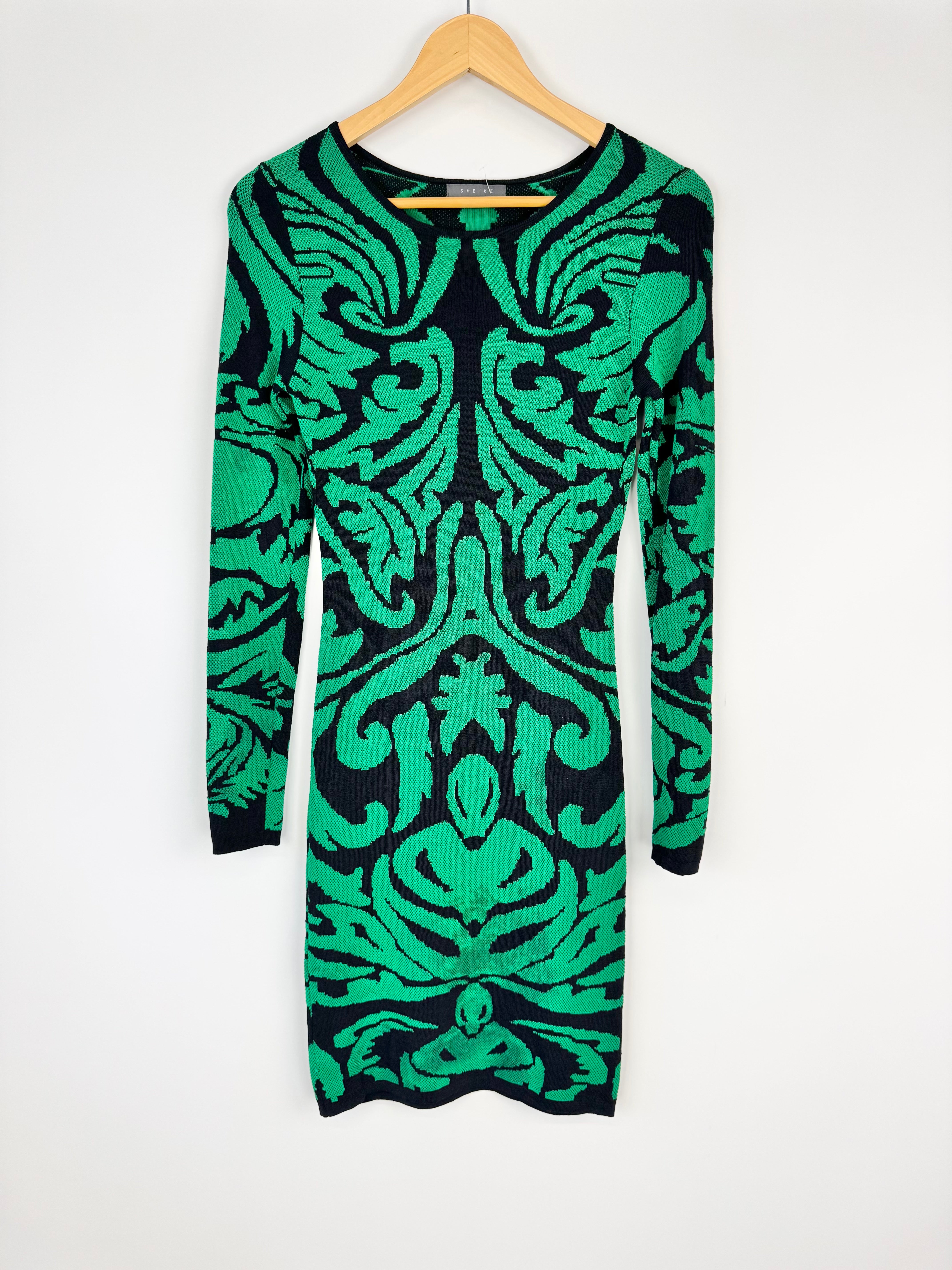 Sheike Emerald Green & Black Long Sleeve Bodycon Dress - AU10