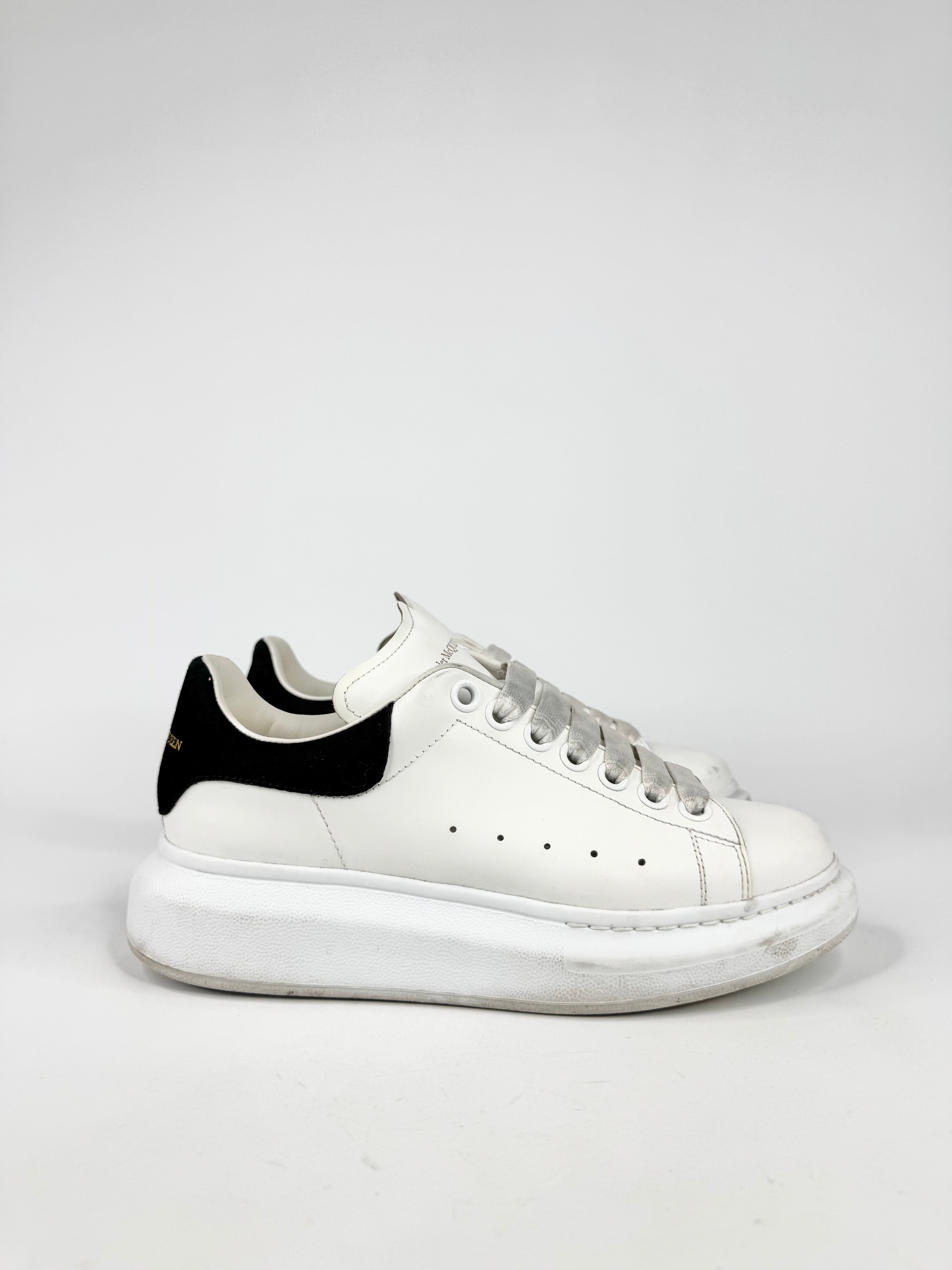Alexander McQueen White Black Suede Trim Oversized Sneakers - EU37