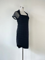 Maggy London Black Layered Panel Midi Dress - AU6/8