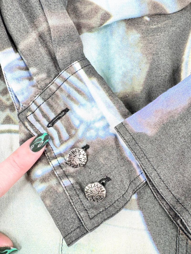 Jeans by Christian Lacroix Blue Fitted Photograph Shirt - AU6/8