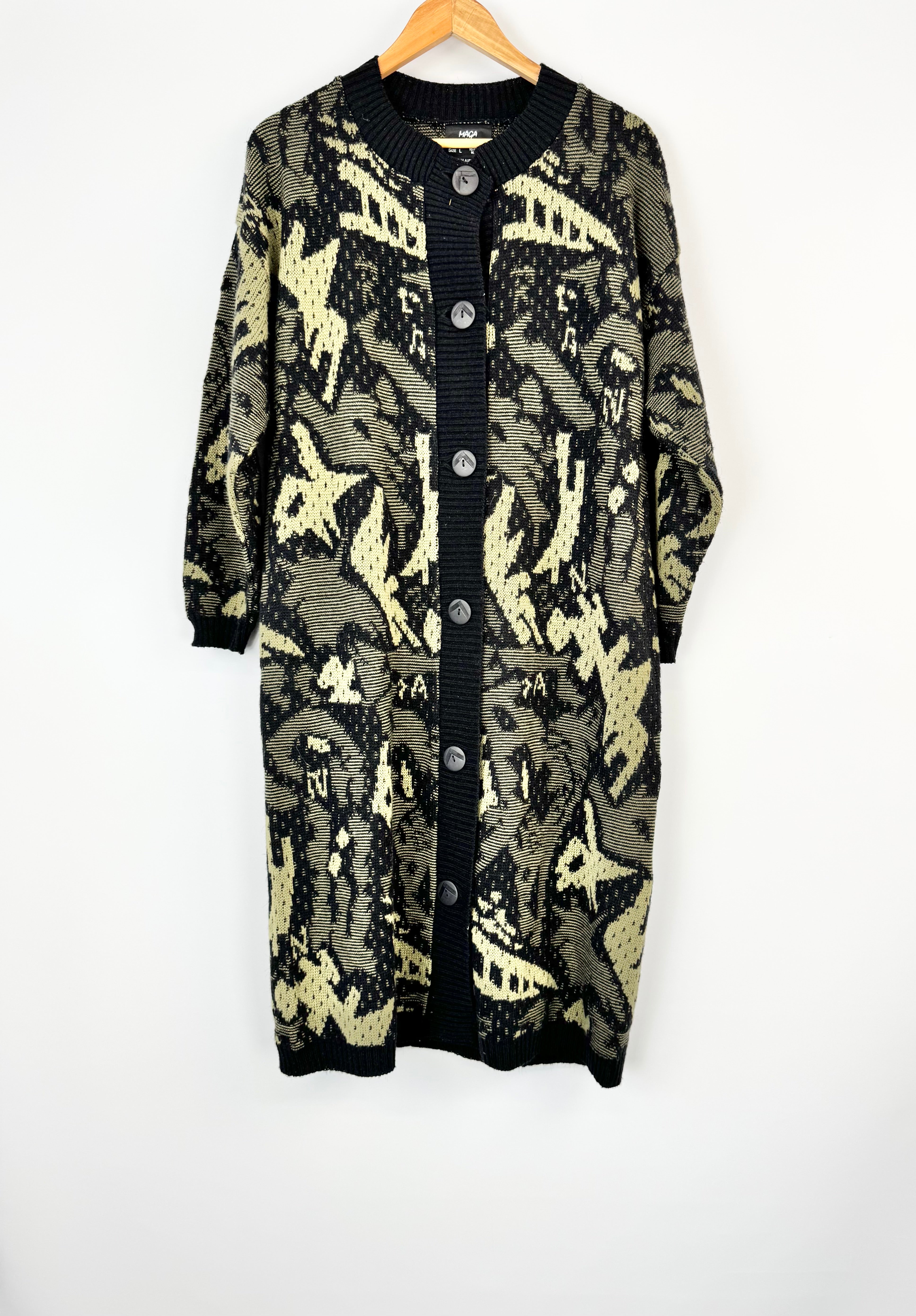 Maga by Colosseum Green & Brown Maxi Cardigan - AU14/16