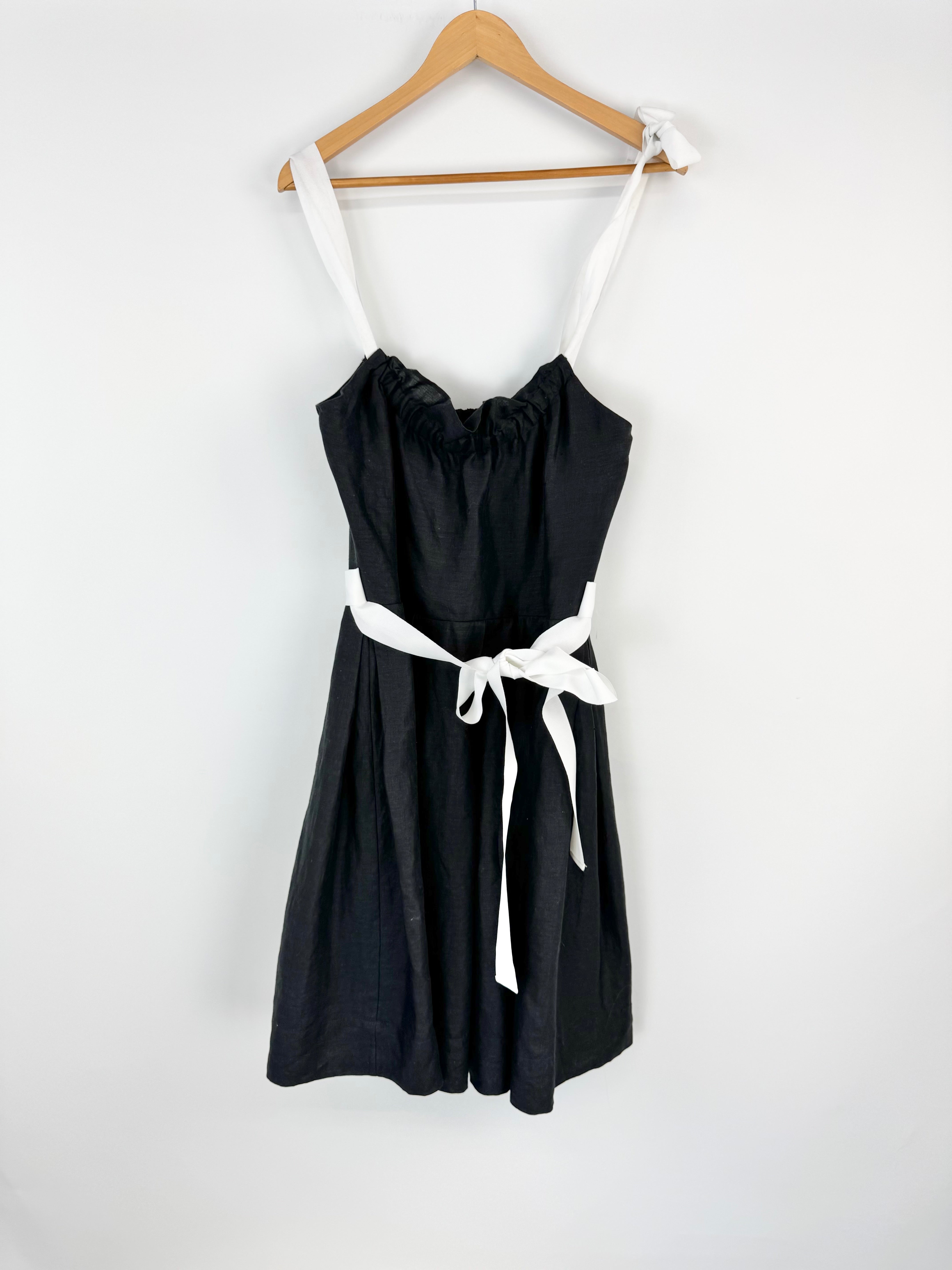 Nicolangela Black & White Linen Summer Dress - AU10/12