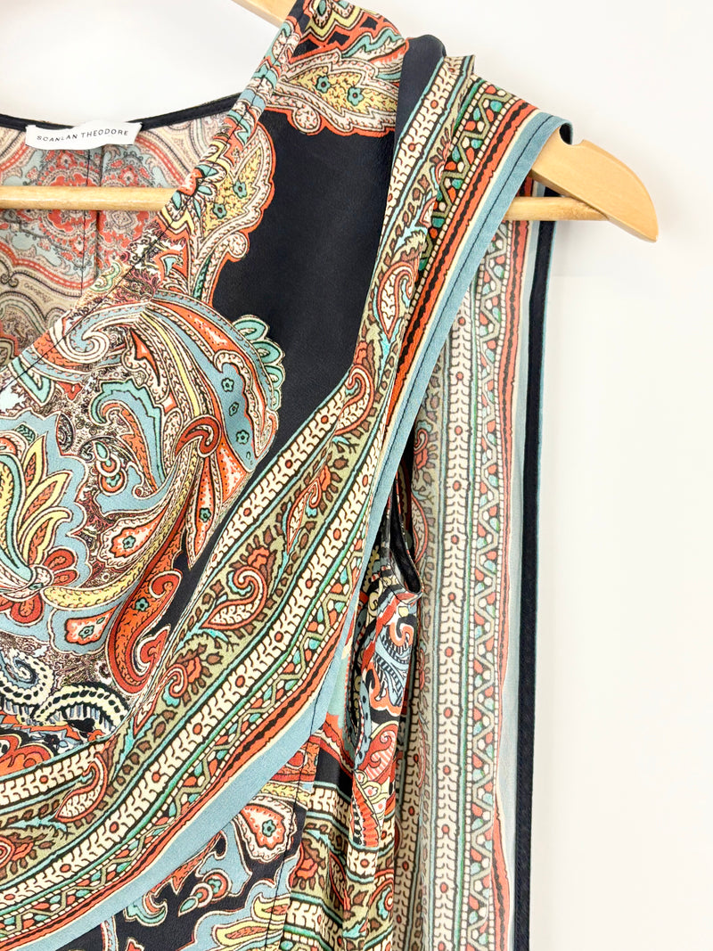 Scanlan Theodore Navy & Paisley Print Silk Jumpsuit - AU8