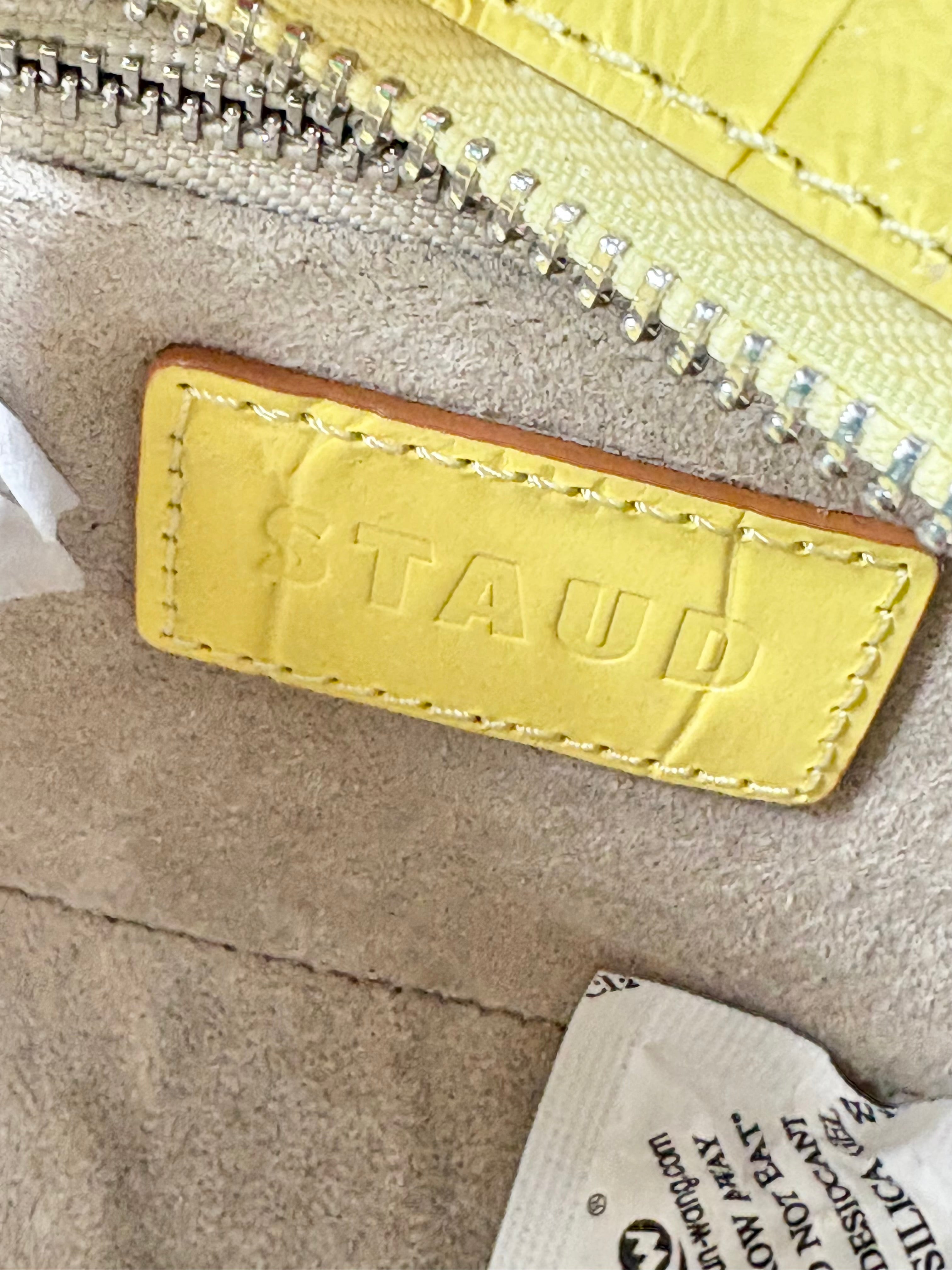 Staud Lemon Yellow Croc-Embossed Leather 'Ollie' Mini Bag