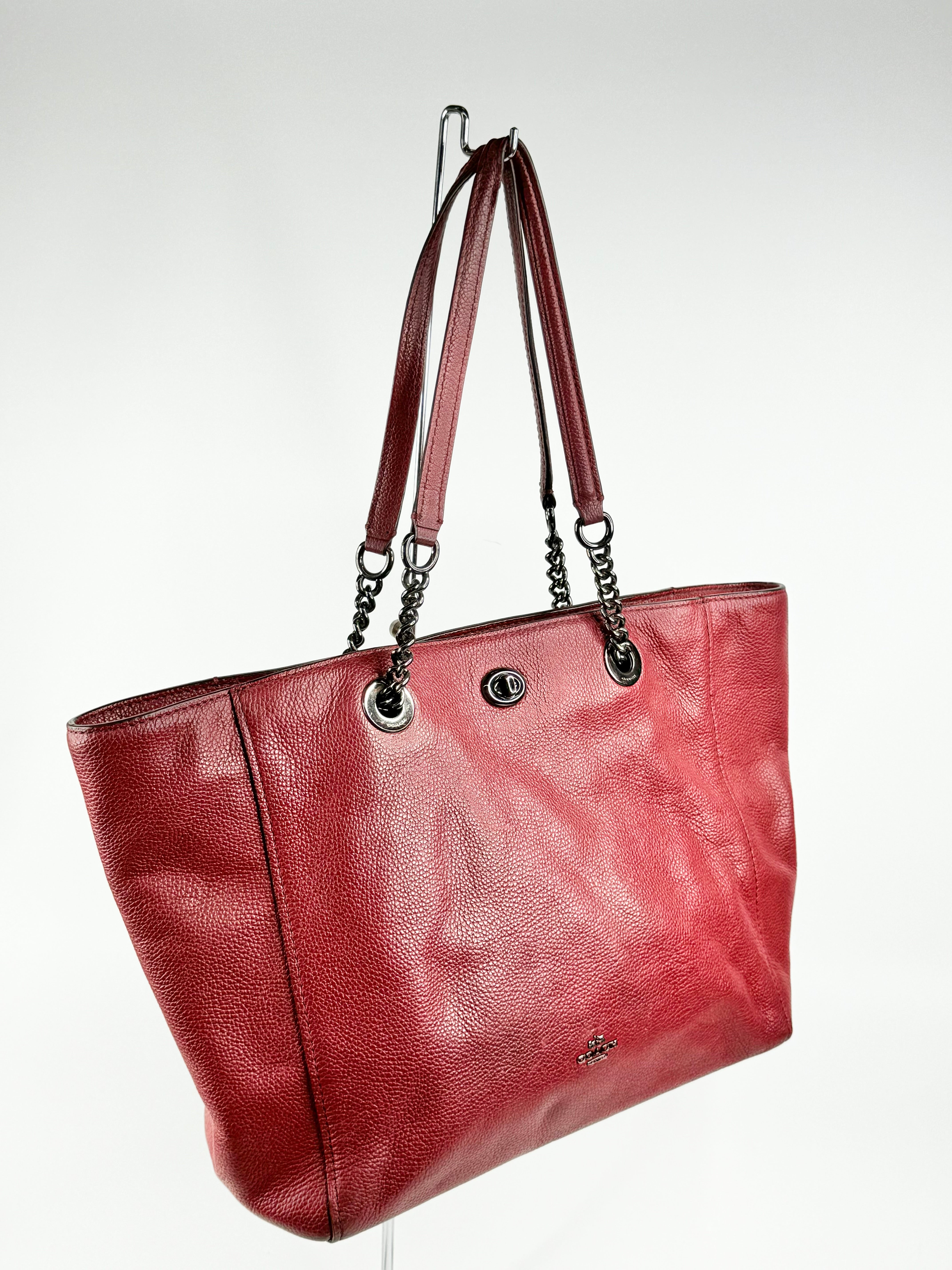 Coach Oxblood Grained Leather Tote
