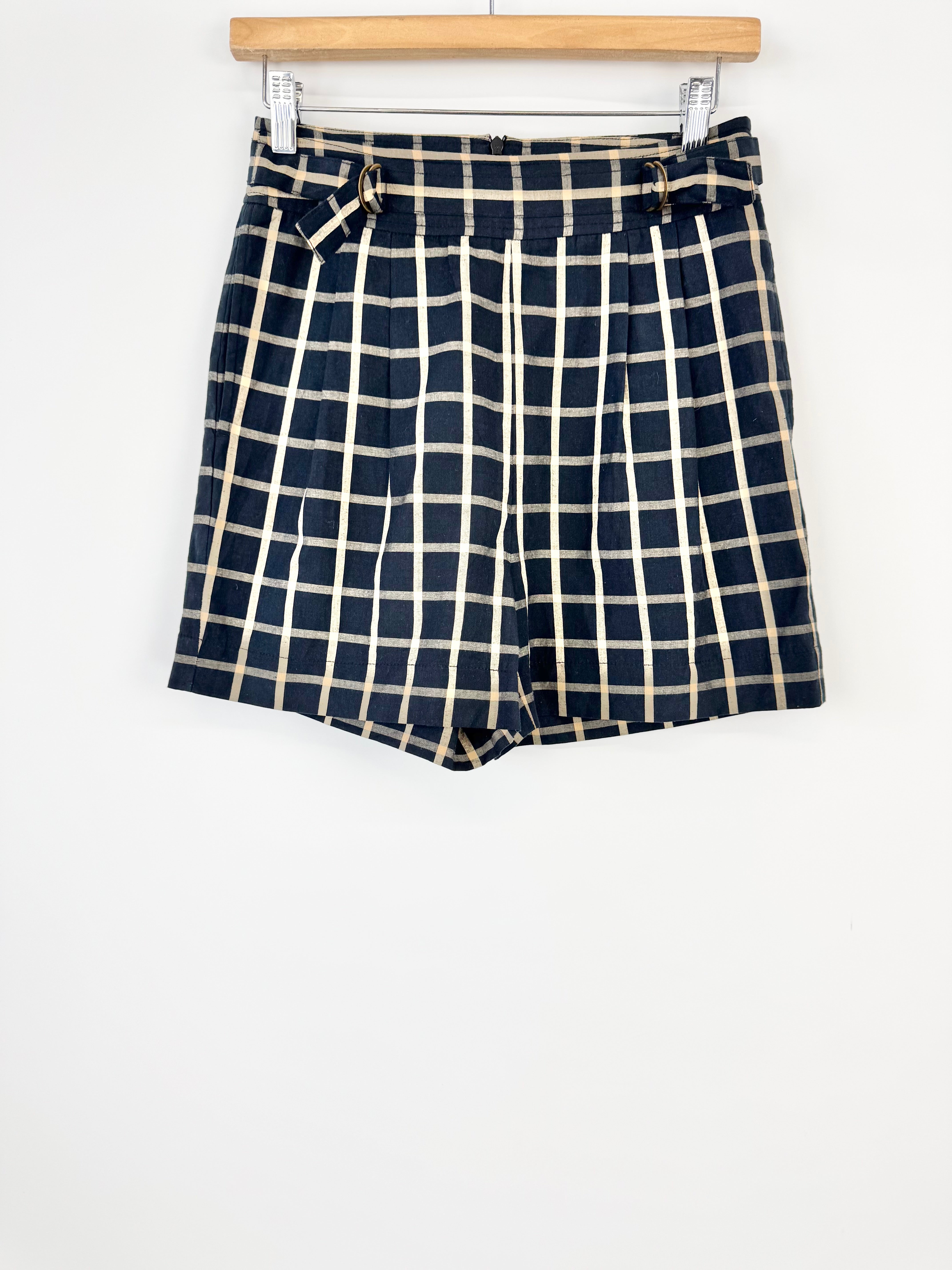 Sylvester Cream & Midnight Grid Pattern Shorts - AU6