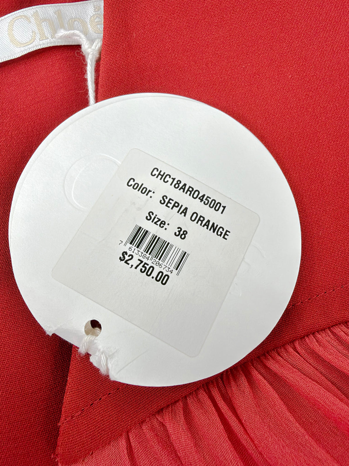 Chloé Sepia Orange Romantic Belted Crepe Dress NWT - AU10
