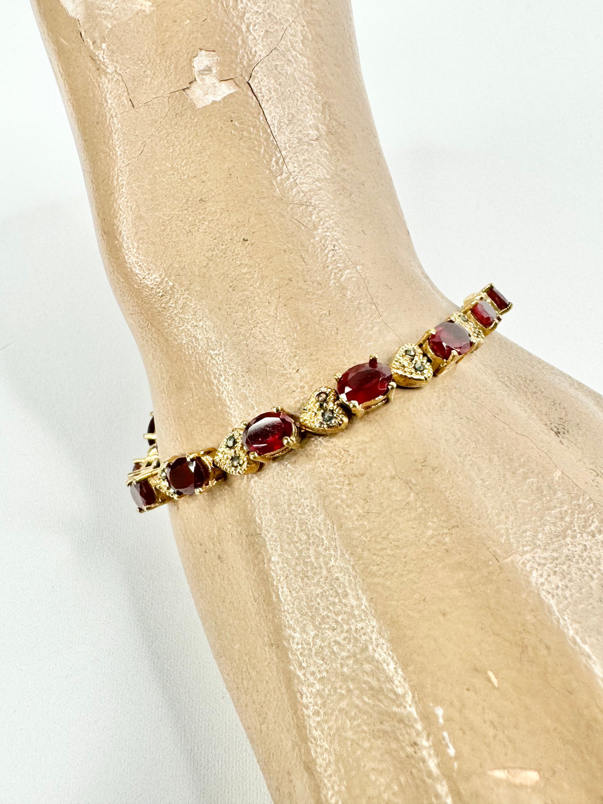 Red Gem & Heart Bracelet