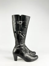 Gabor Black Leather Heeled Boots - 5.5