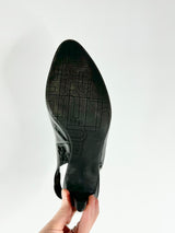 Hogl Black Patent Leather Sling Backs - EU37