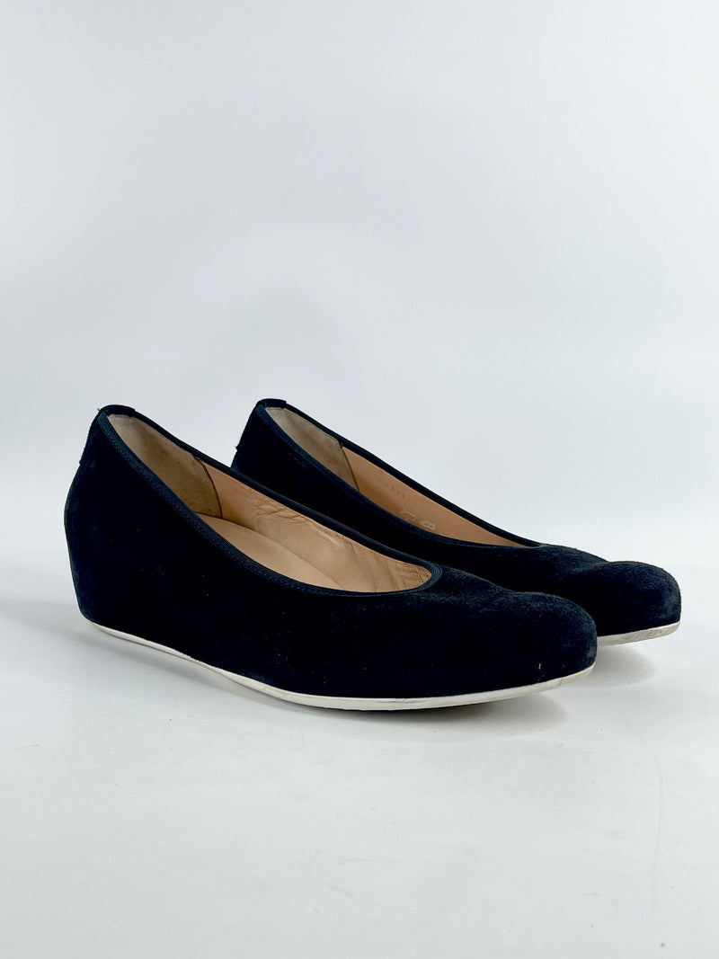 Hassia Black Suede 'Nizza' Wedges - EU39