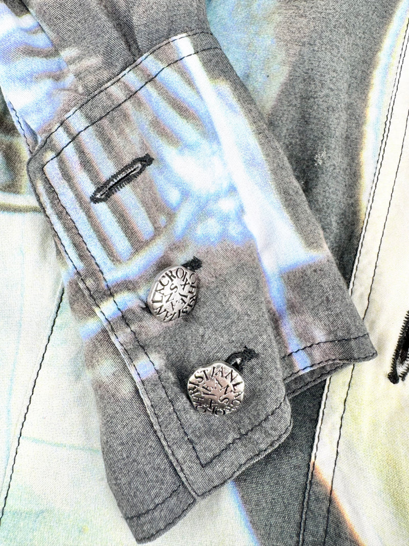 Jeans by Christian Lacroix Blue Fitted Photograph Shirt - AU6/8