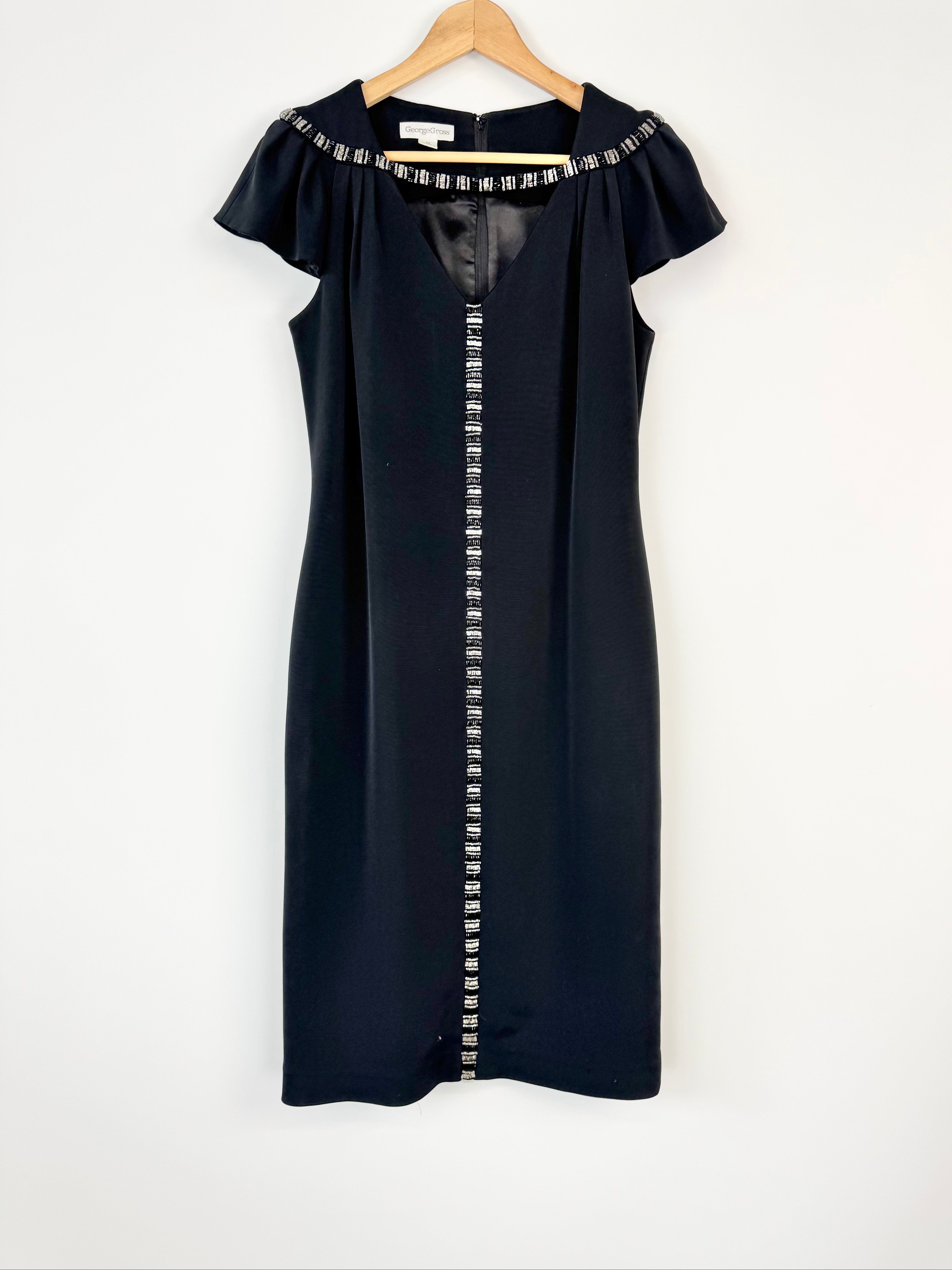 George Cross Black Bejeweled Midi Dress - AU10