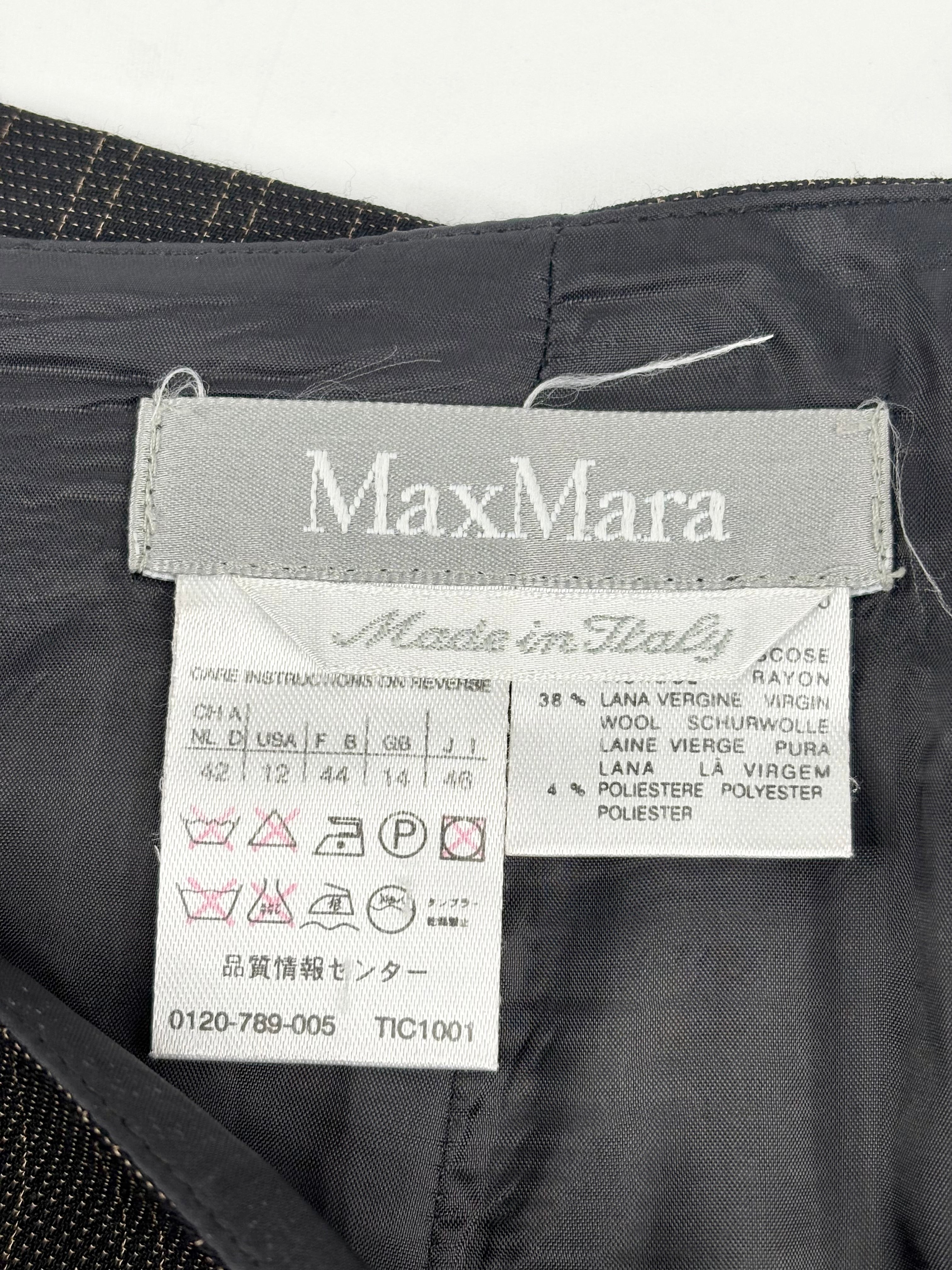Max Mara Dark Brown Striped Blazer & Skirt Set - AU14