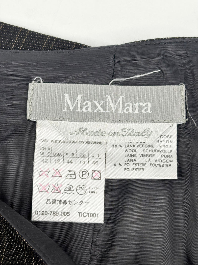 Max Mara Dark Brown Striped Blazer & Skirt Set - AU14