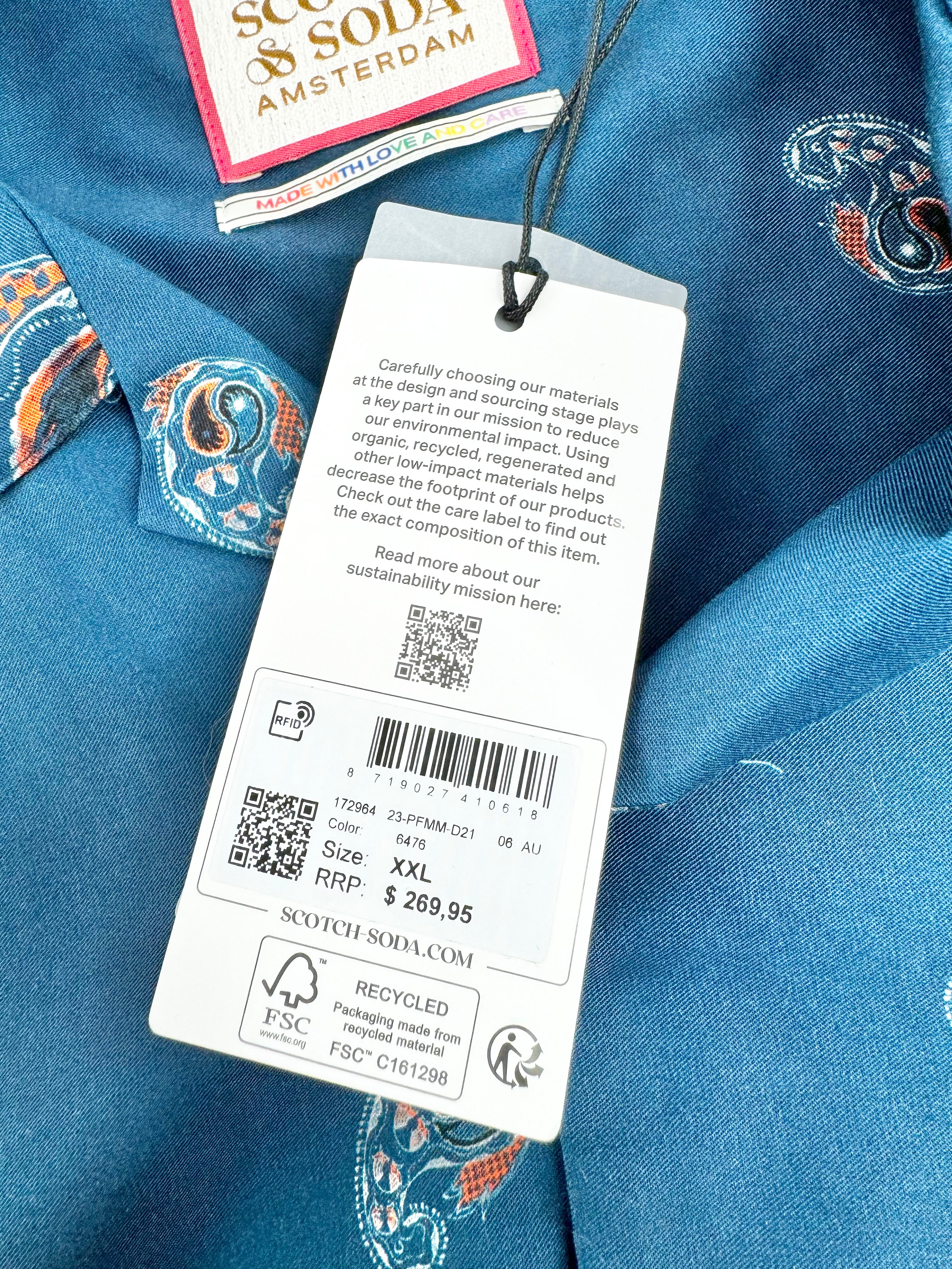 Scotch & Soda Aegan Blue Tencel Shirt - XXL