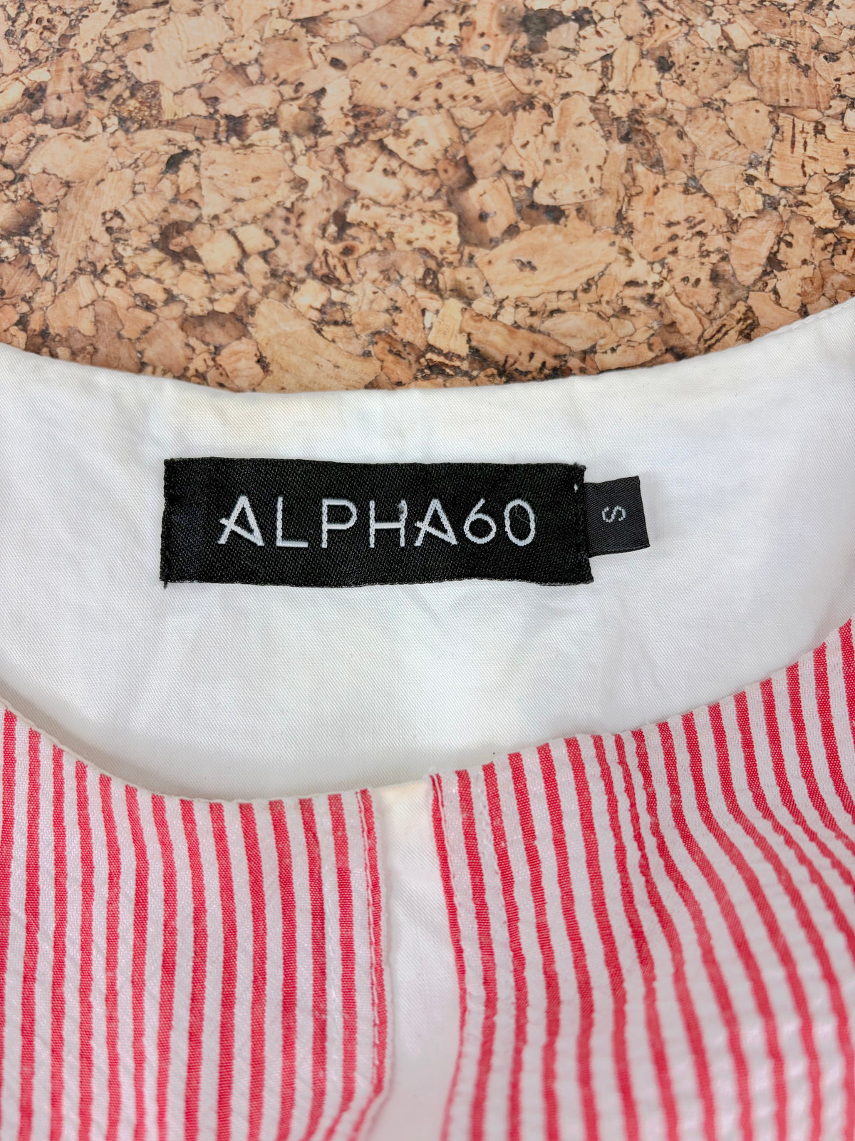 Alpha60 Red and White Striped Seersucker Trapeze Dress - AU8