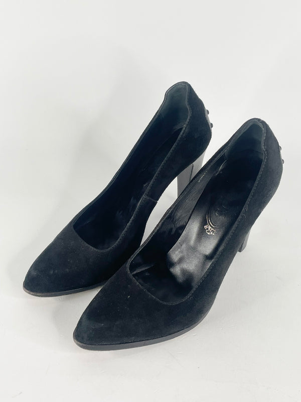 Tod's Black Suede Pointed-Toe Pumps - EU35.5