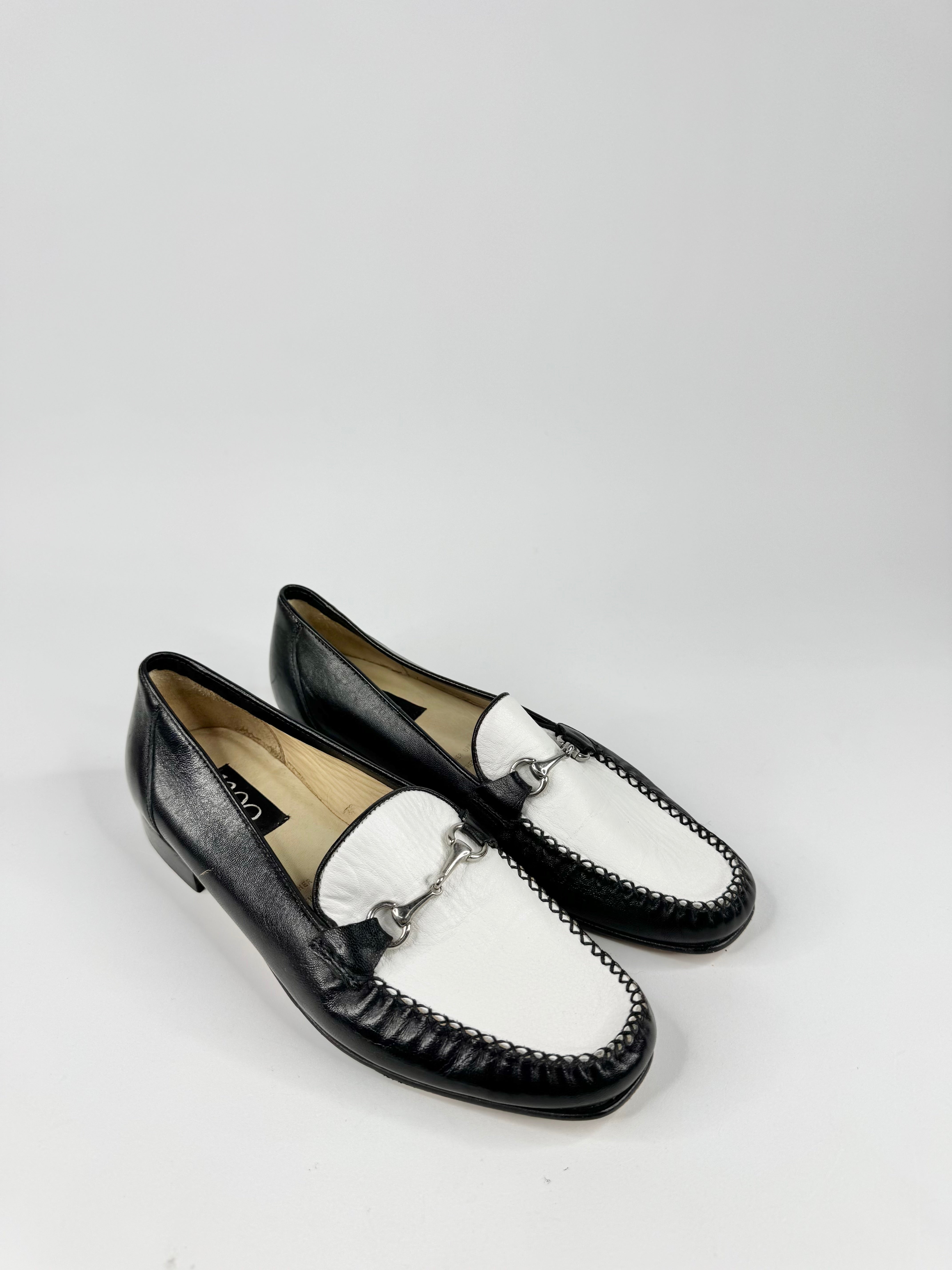Neo Italy Black & White Horsebit Loafers - EU39