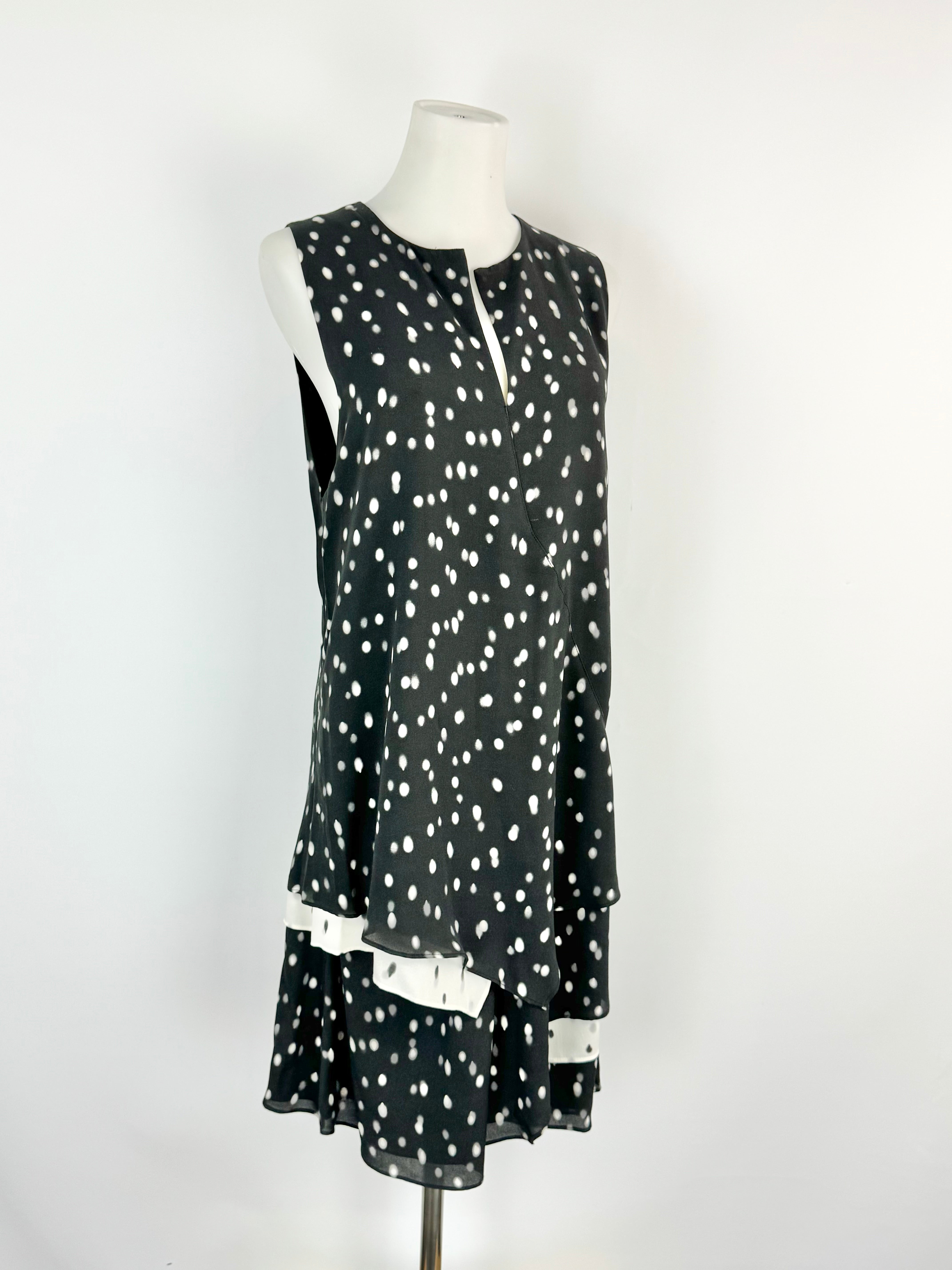 Proenza Schouler Spring Silk Black Polka Dot Ruffle Bridgerton Dress - AU8