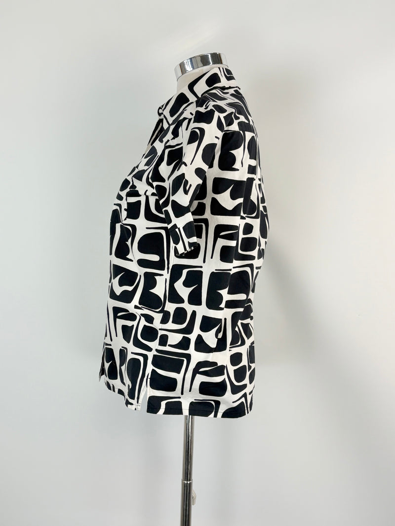 La DoubleJ Black & White Abstract Shapes Short Sleeve Shirt - AU12/14