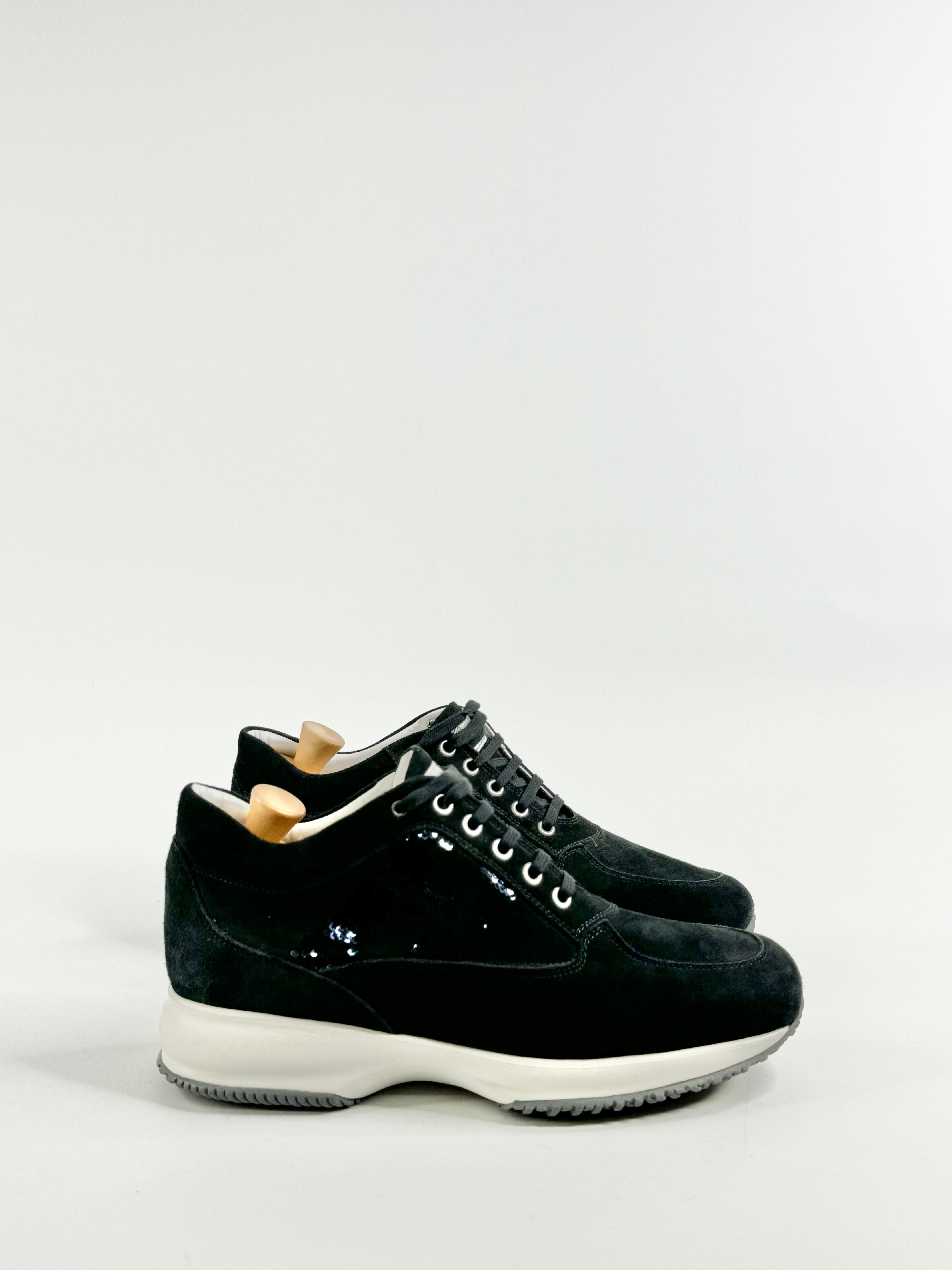 Hogan Interative Navy Blue Sequin Embellished Sneakers - EU40