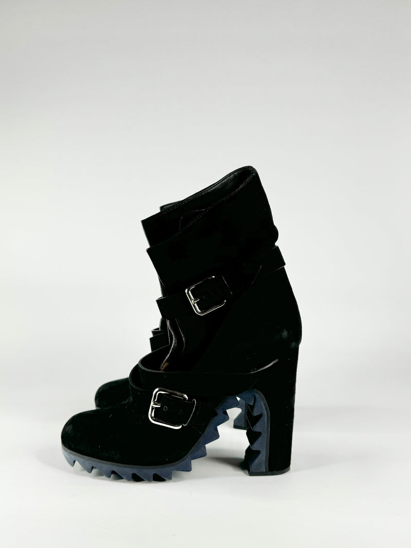 Jil Sanders Black Suede Heeled Boots - EU39