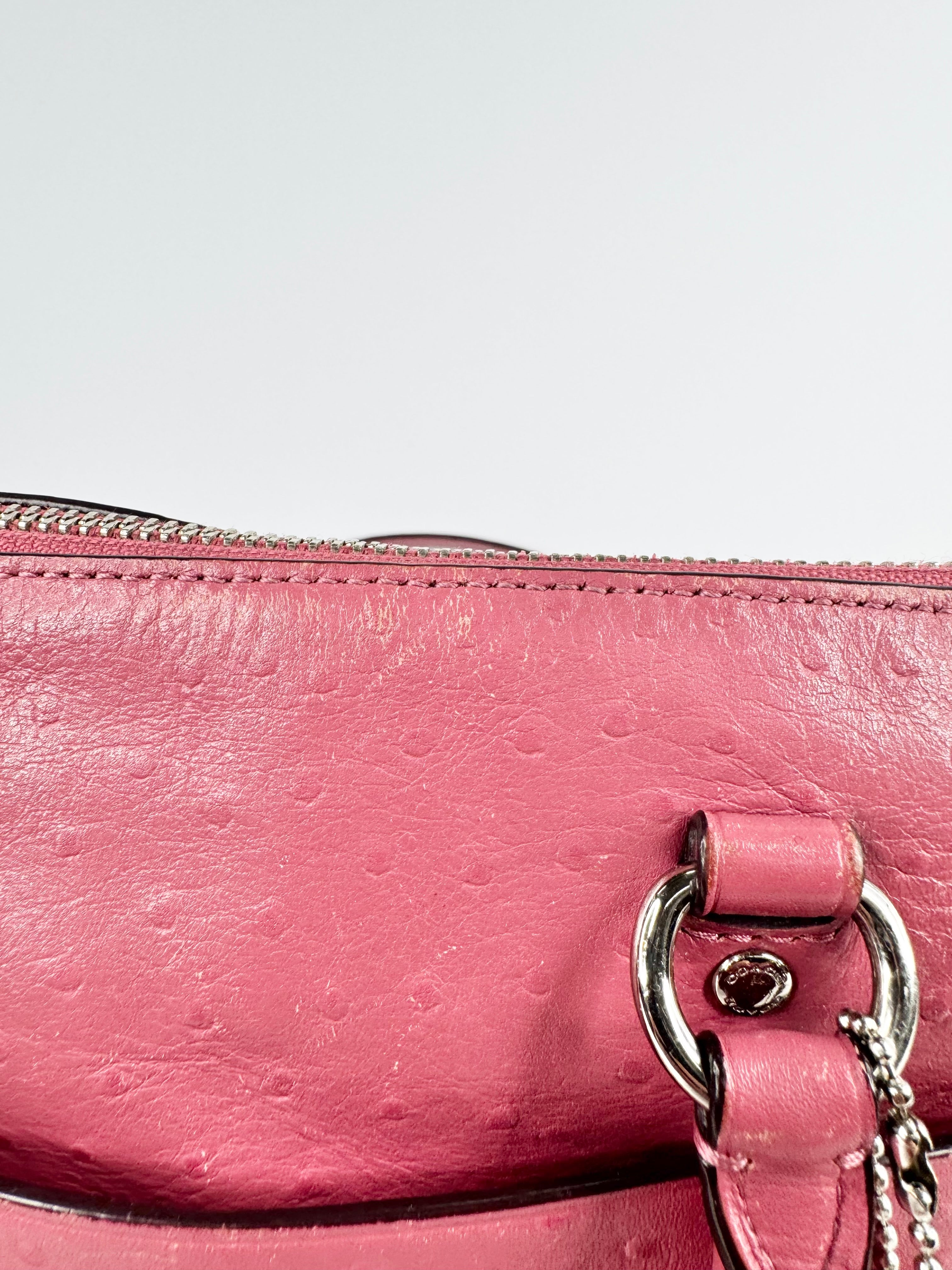 Coach 'Emma' Thulian Pink Faux Ostrich Satchel Bag