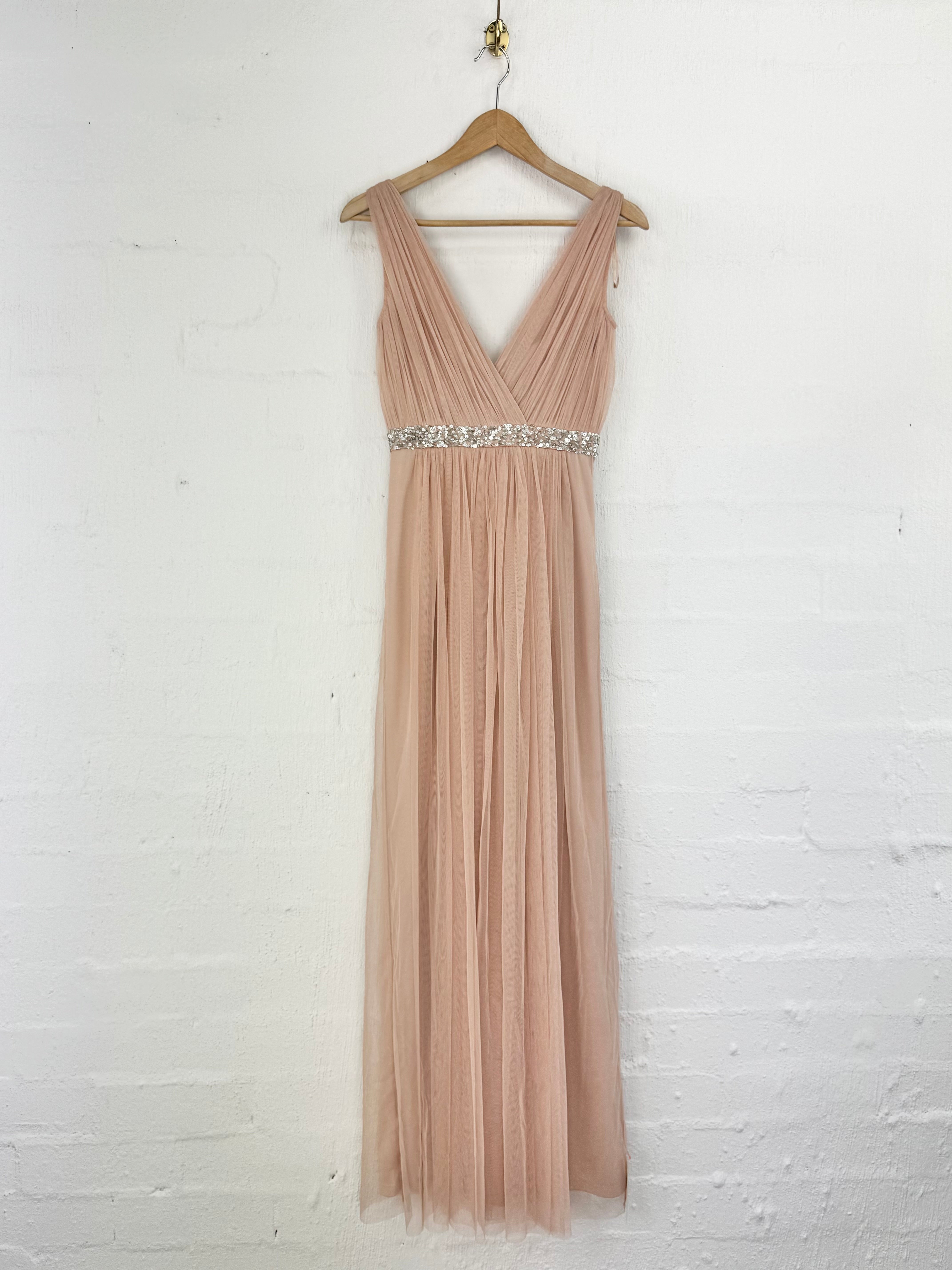 Monsoon Pastel Peach Bejewelled Gown - AU6