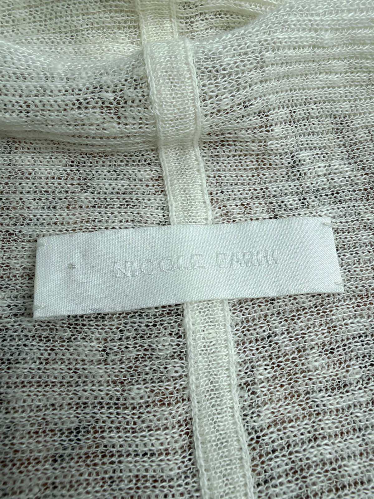 Nicola Farhi White Linen Waterfall Cropped Cardigan - AU8