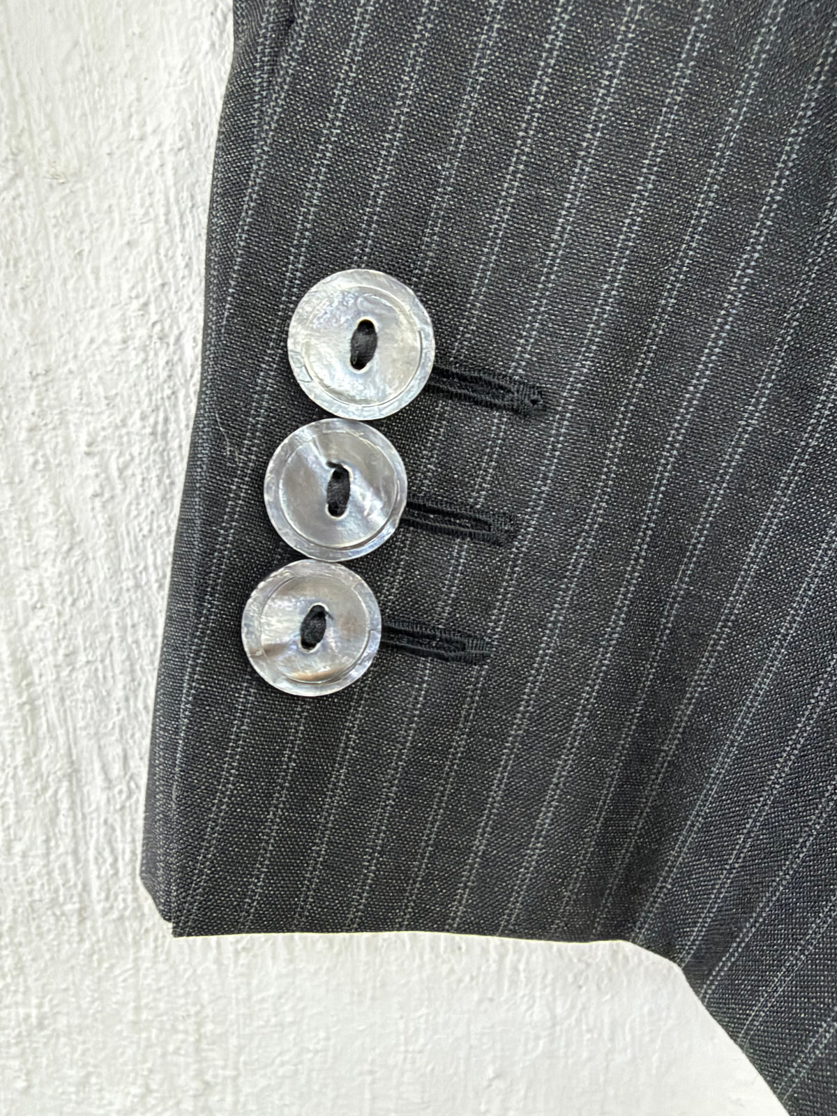Max Mara Grey & White Wool & Silk Blend Pinstriped Suit - AU8