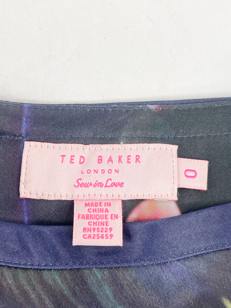 Ted Baker Navy Blue Floral Midi Skirt - AU6