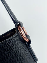 Mimco Black Grained Leather & Rose Gold Shoulder Bag