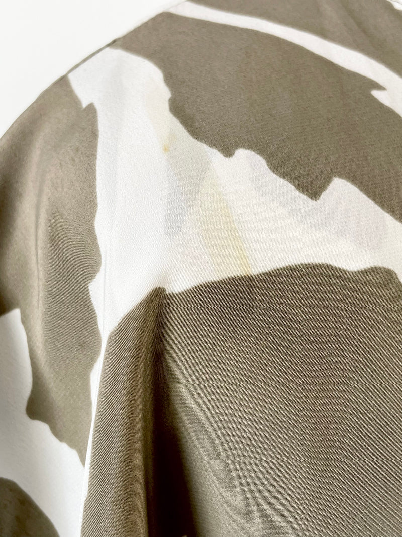 Carla Zampatti White & Taupe Camo Pattern Tie Dress - AU14