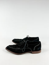 Tod's Black Suede Pointed Toe Lace Ups - EU38.5