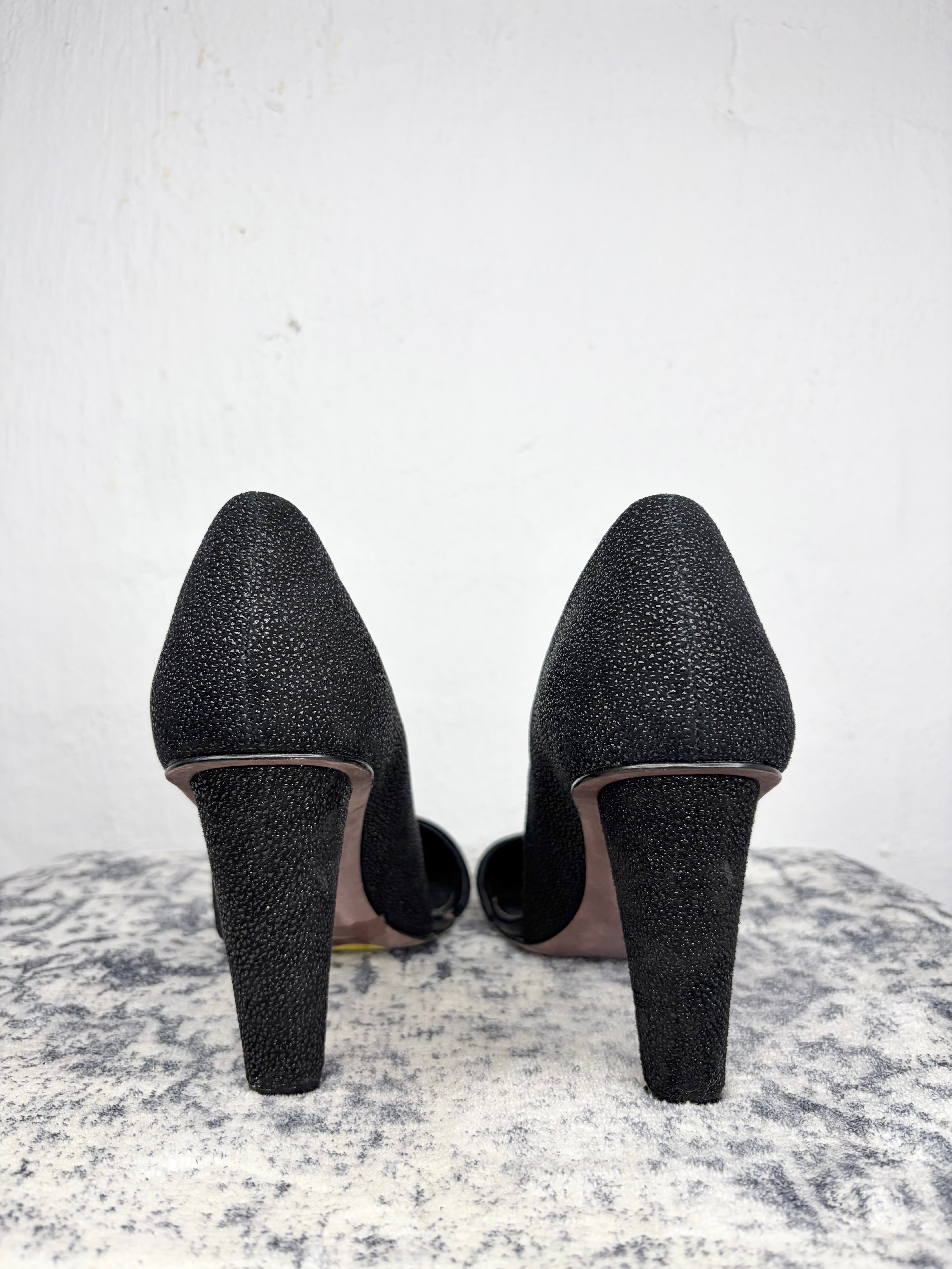 Rebecca Minkoff Black Microbead Textured Heels - EU40