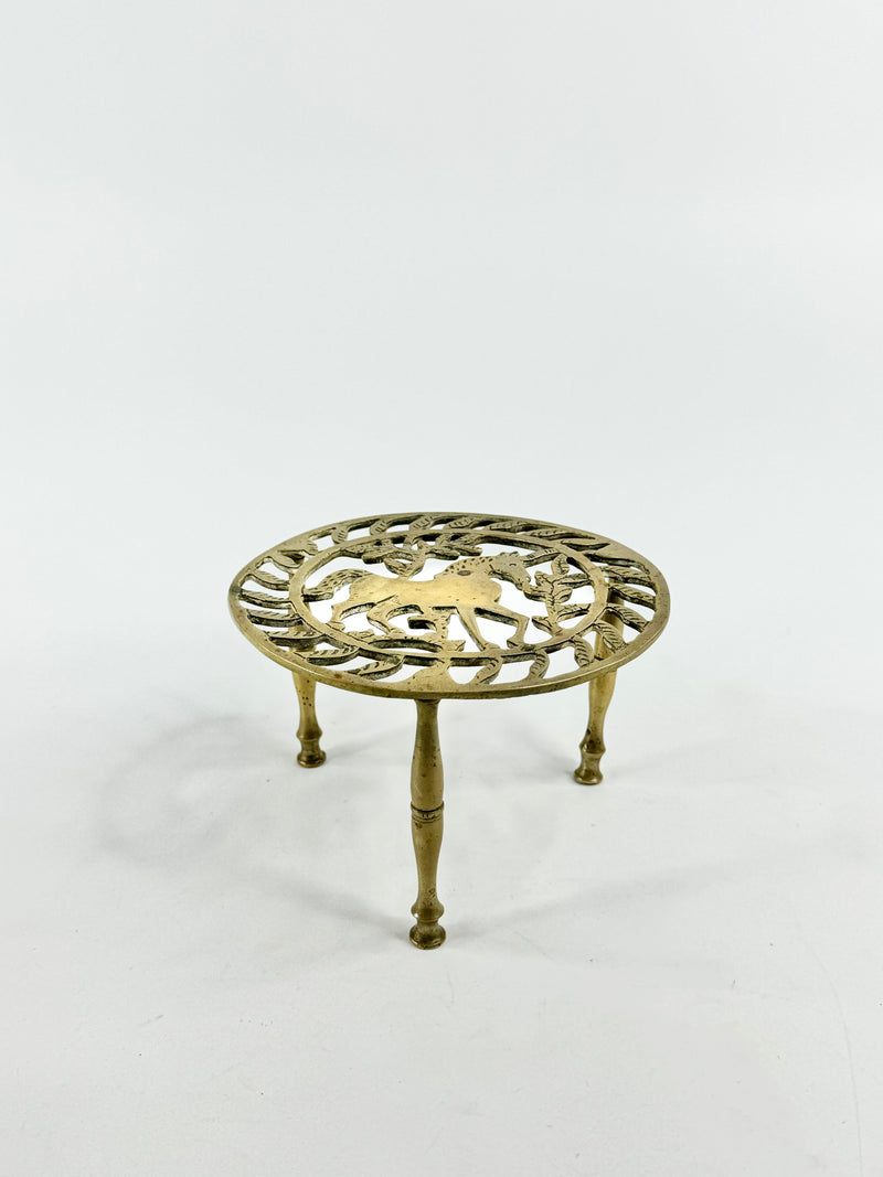 Mid Century Brass Unicorn Pot Stand