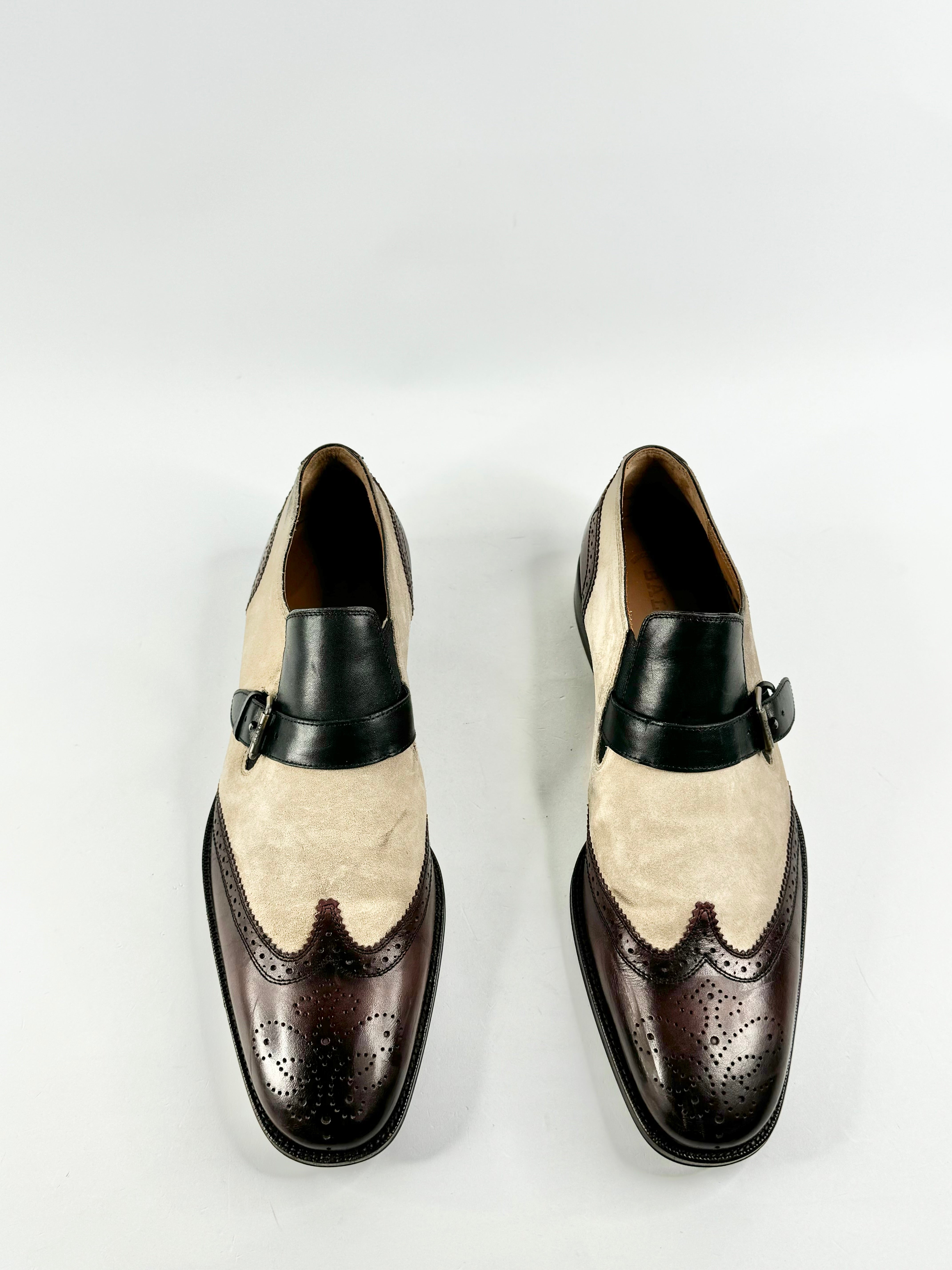 Bally Deep Mahogany & Sand Beige & Leather Brogue Loafers - US11