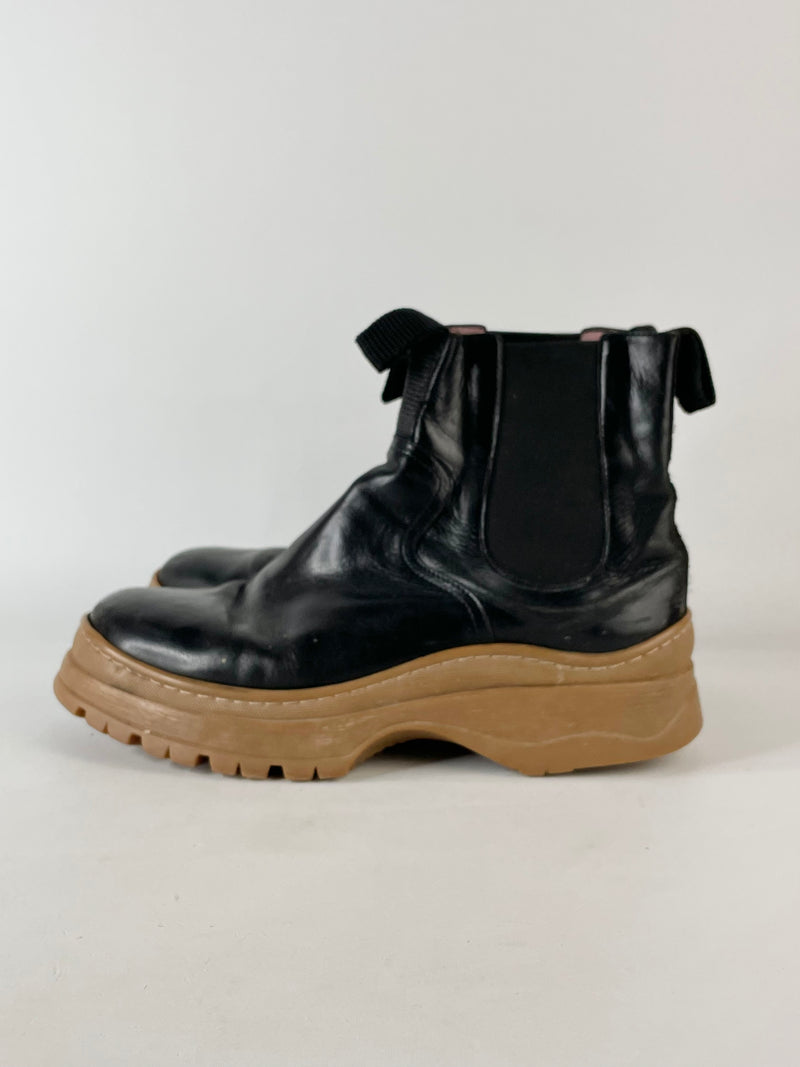 Marimekko Black & Brown Leather Solveig Ankle Boots - EU41