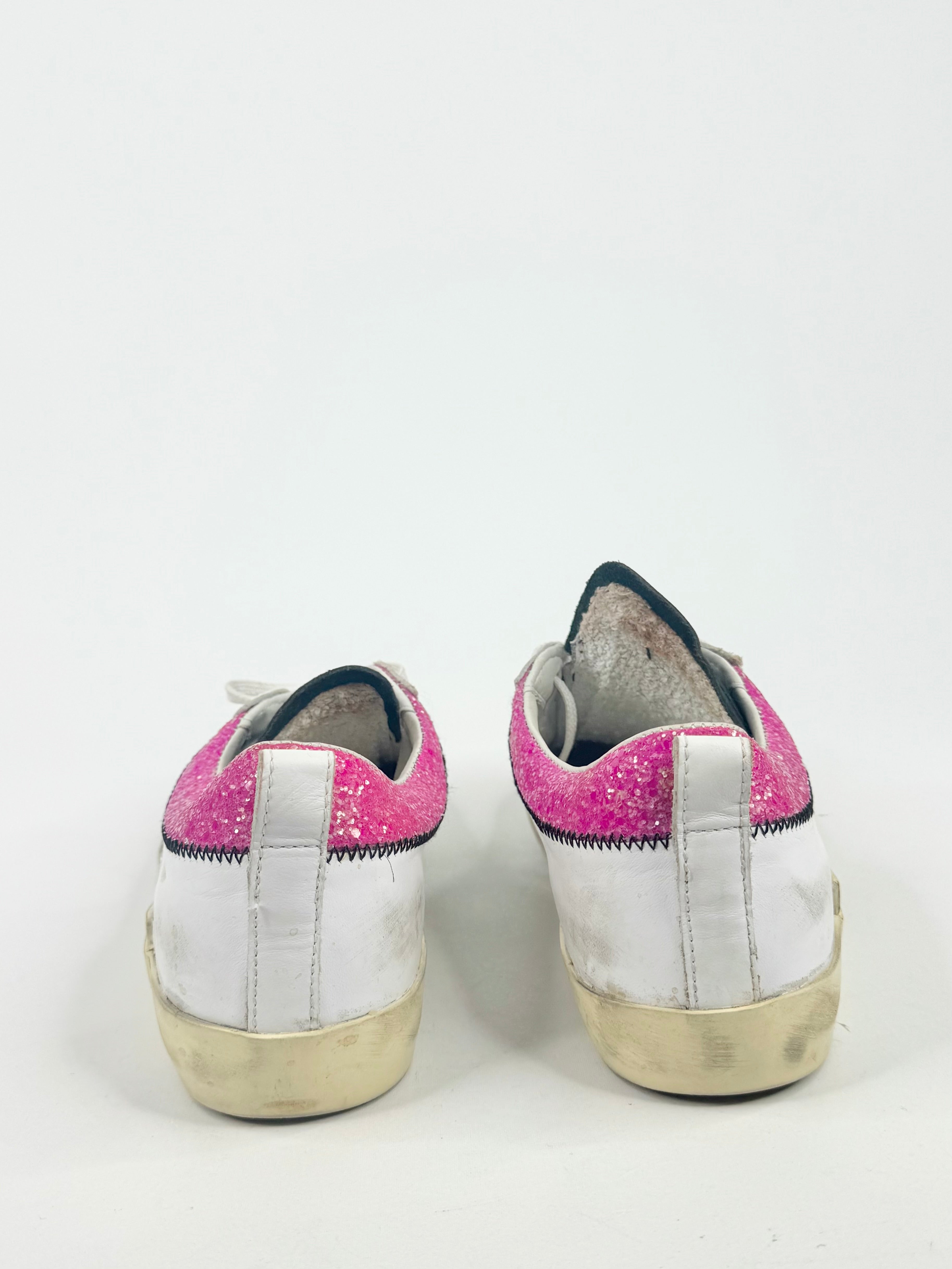 Philippe Modal Paris White & Purple Glitter Sneakers - EU38