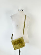 Lichen Green Suede Cross Body Bag