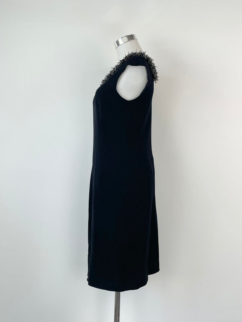 Dice Kayek Black Wool Embellished Midi Dress - AU10