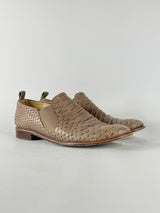 Robert Clergerie Mocha Python-Textured Leather Slip Ons - EU38/39