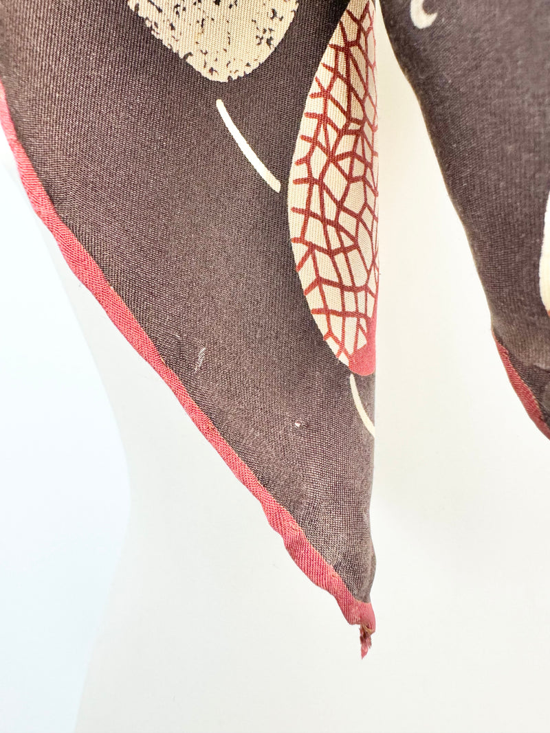 Vintage Pierre Cardin Dark Chocolate Silk Scarf