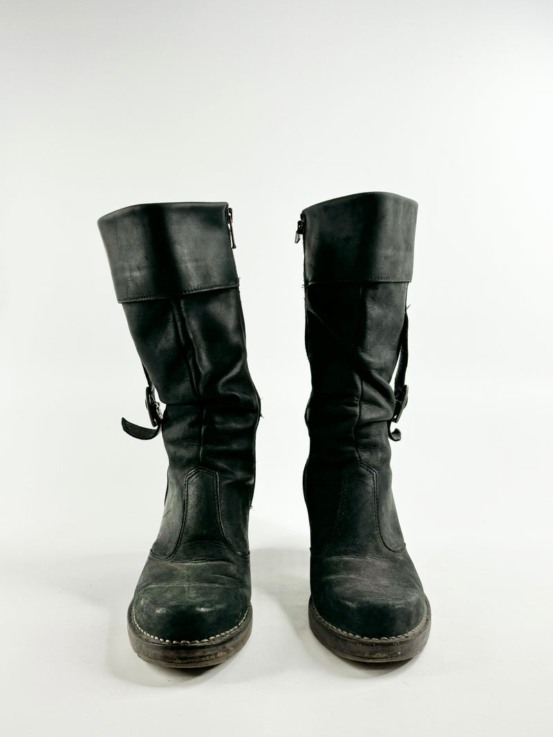 Neosens Black Buckle Heeled Calf Boots - EU40