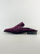 Robert Clergerie Bordeaux Grained Velvet Mules - EU41